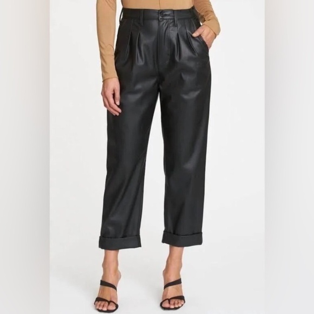 Pistola Kellin Pleated PU Trousers Black Faux Leather Pants Women’s size 26 2 xs